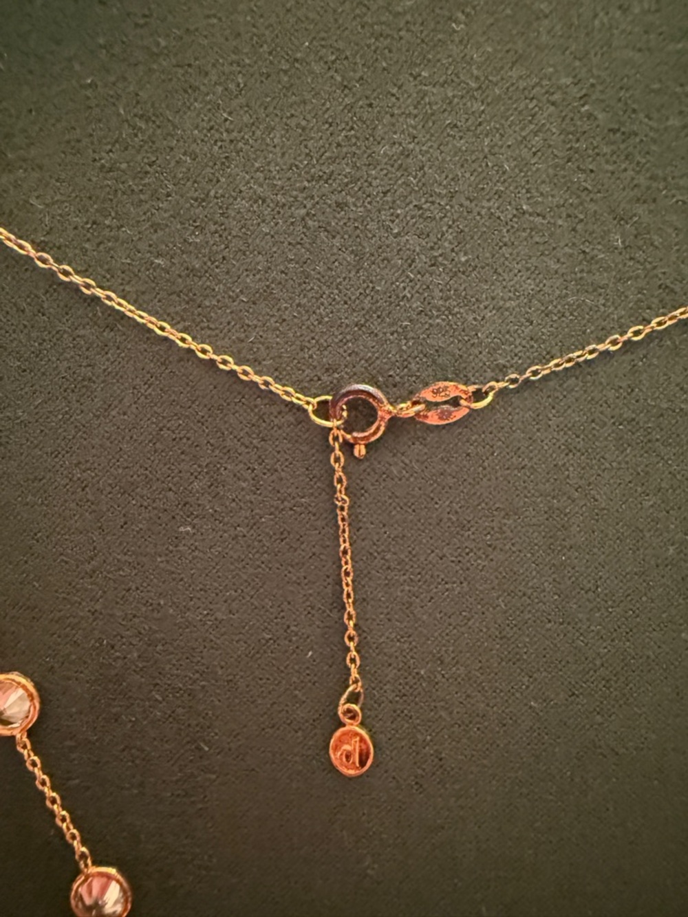 Delicate Gold Necklace with Clear Bezel Stones - Women's Jewelry - Picture 6 of 6